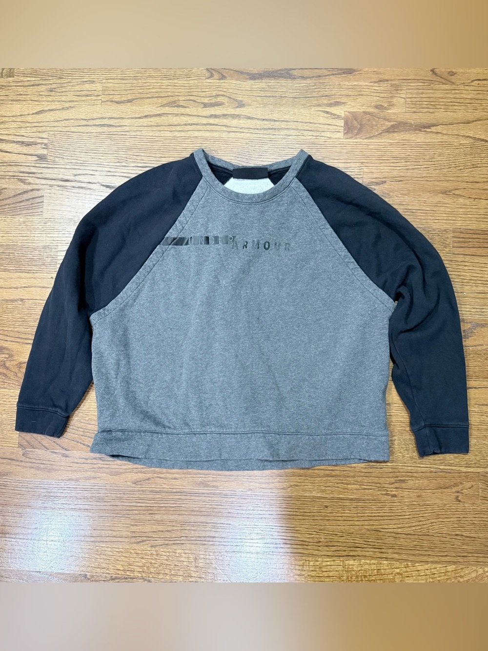 Under Armour Men's Loose Fit Crewneck Sweatshirt XL Gray Black Colorblock